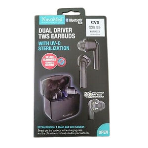 Dual-Driver True Wireless Bluetooth® Earbuds with Microphone and UV Storage Case